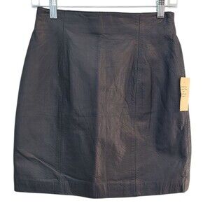 Wilsons Womens 6 Black Leather Mini Lined Skirt Moto Grunge Goth Punk Rocker NOS